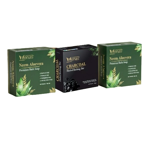 2 Neem Aloevera + 1 Charcoal Soap Combo (3-Piece Pack)